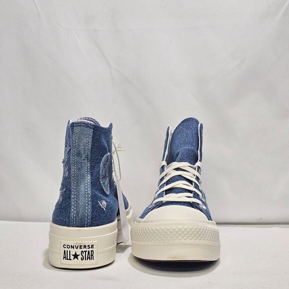 Converse Women's CTAS Lift Denim Hi Top Star Sneakers Size 8.5 A12045C Navy NWT - Picture 7 of 9
